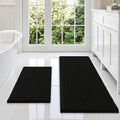 Smiry Bathroom Rugs Sets 2 Piece, Soft Absorbent Chenille Machine Washable Non Slip Shaggy Bath Rug Set for Tub, Shower, and Floor (47x17+24x16, Black)