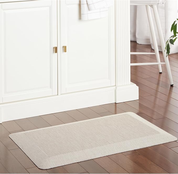 MARTHA STEWART Mira Modern Heathered Anti-Fatigue Air-Infused Kitchen Mat, Beige, 19.6"x32"