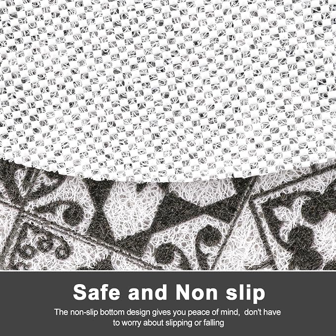Shower Mat Non Slip, Round Shower Mat for Inside Shower, Non Slip Bathtub Mat, Fast Drying Bath Tub Mats, Loofah Mat for Shower Bathroom, Quick Drying, Resistant (Black Mosaic, 32" (Round))