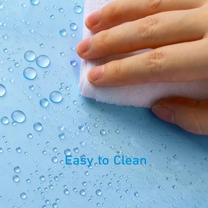 EHZNZIE Clear Blue Shower Curtain Liner 72x72, PEVA Waterproof Bath Curtain, No Chemical Smell, 3 Weighted Magnets, Durable with Rustproof Metal Grommets