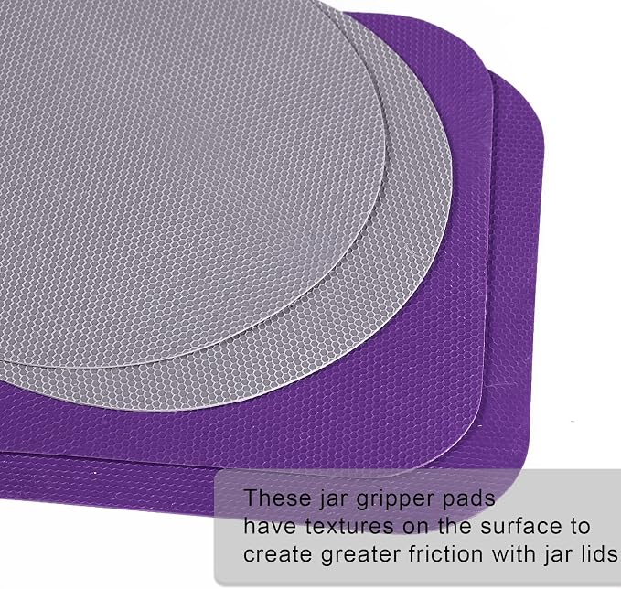 LUTER 4pcs Jar Opener, Rubber, Multi-function Silicone Bottle Opener for Seniors with Weak Hands Lid Cap Gripper Pads Kitchen Coasters Gadgets(Grey, Purple)