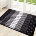 Kitinjoy Indoor Outdoor Door Mat, 32x20 Non-Slip Absorbent Dirt Trapper, Low-Profile Washable Inside Entrance Front Floor Mat, Sturdy Soft Entry Dotted Ombre Doormats for Entryway, Black