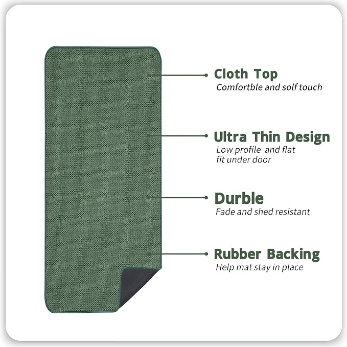 Bosap Bath Mat,Ultra Thin Bathroom Runner Rugs,Large Bath Mats for Bathroom,Quick Dry,Non-Slip,Machine Washable,Low Pile,Bath Rug,Shower Outside,Sink,Home Decor Accessories.Green,3'x6'(36x72inch)