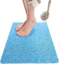 ENKOSI Loofah Non-Slip Shower and Bath Mat - Soft Cushioned Comfort - No Suction Cups for Smooth or Textured Tubs - Fast Draining - Safety for Bathroom, Family, Kids, and Elderly (24x16 Aqua Blue)