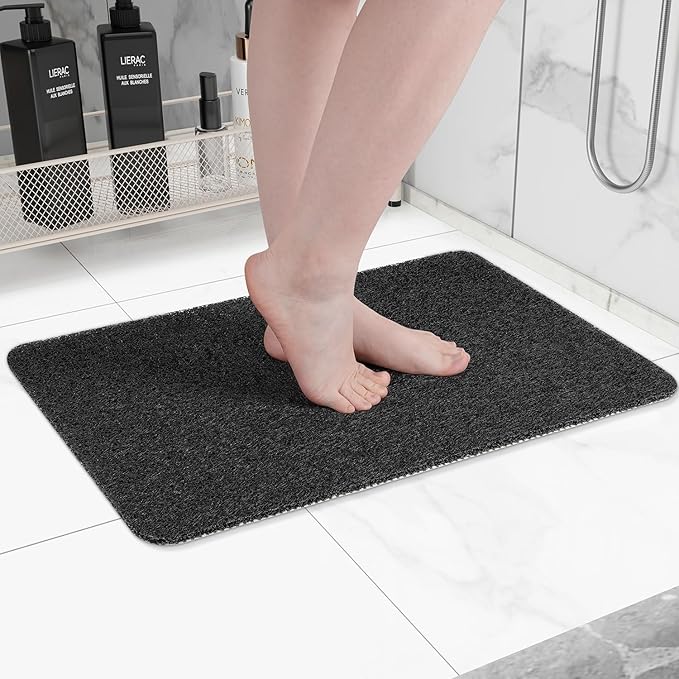 Hargiis Non-Slip Bathtub Mat, 2 Pack Anti Slip Shower Mat, Fast Drying Bathtub Mats, Foot Scrubber Mat, Anti Slip Mat for Tub, Floor, Bathroom, Kitchen, Home, Hotel (Black 24"×16"+24"×16")