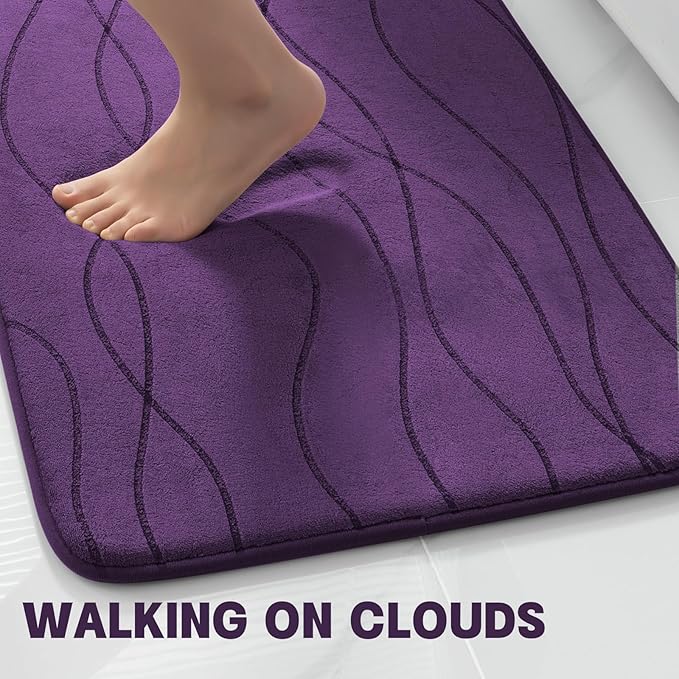 YIHOUSE Memory Foam Bathroom Rug Sets, Purple, 5 Piece | Ultra Soft, Absorbent, Non-Slip, Machine Washable