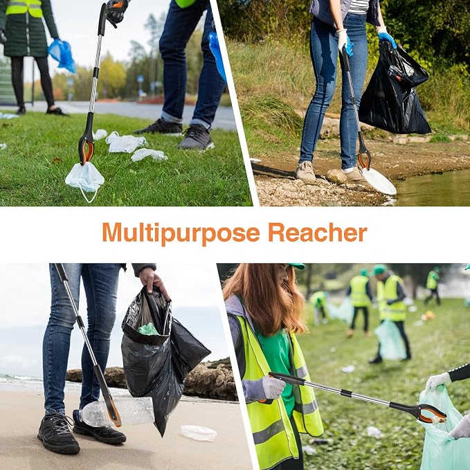 2-Pack Extra Long Grabber Reacher, 32" Foldable Trash Picker Grabber with Strong Magnetic Tip, 90° Rotating Head Trash Gripper, Trash Claw Grabber Tool,Hand Grabber for Reaching