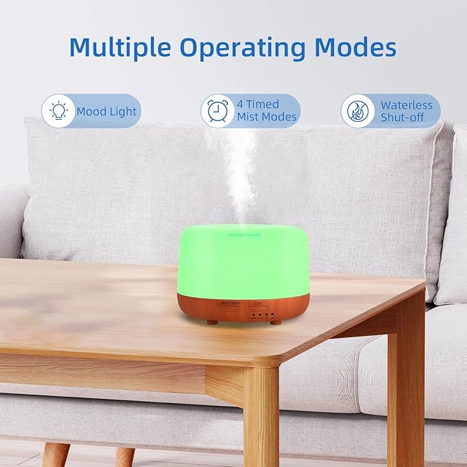 SPLITSKY 300ML Essential Oil Diffuser,Small Room Aromatherapy Diffuser, Quiet 8H Operation, 7-Color LED Light, 4 Timer, Remote Control, Auto-Off, for Bedroom, Living Room, Kitchen, Yoga, Gifts