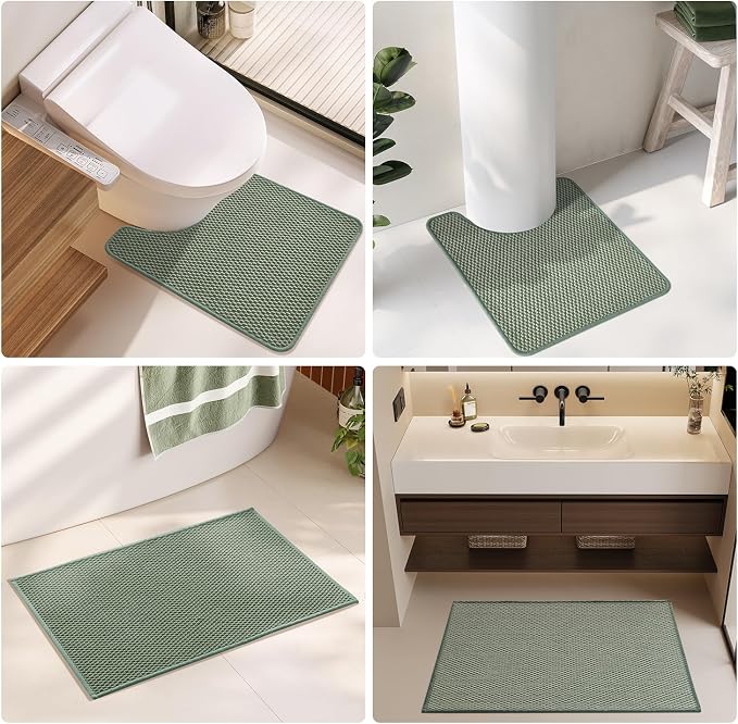 TYUU Large Bathroom Rugs Non Slip Washable Bath Rugs Super Absorbent Bathroom Rug Thin Quick Dry Low Pile Bath Mats, Sage Green 36"x60"