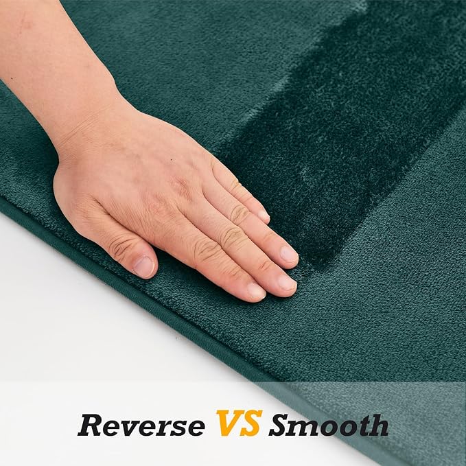 HUXMEYSON Bathroom Rugs Sets 3 Piece, Non-Slip & Quick Dry Bath Mat Set, Ultra Soft Velvet Bath Rugs for Bathroom, Toilet and Shower Floor, Peacock Blue
