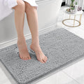 OLANLY Small Bathroom Rugs 24x16, Extra Soft Absorbent Chenille Bath Rugs, Rubber Backing Quick Dry, Machine Washable Bath Mats for Bathroom Floor, Tub and Shower, Home Decor Accessories, Light Grey
