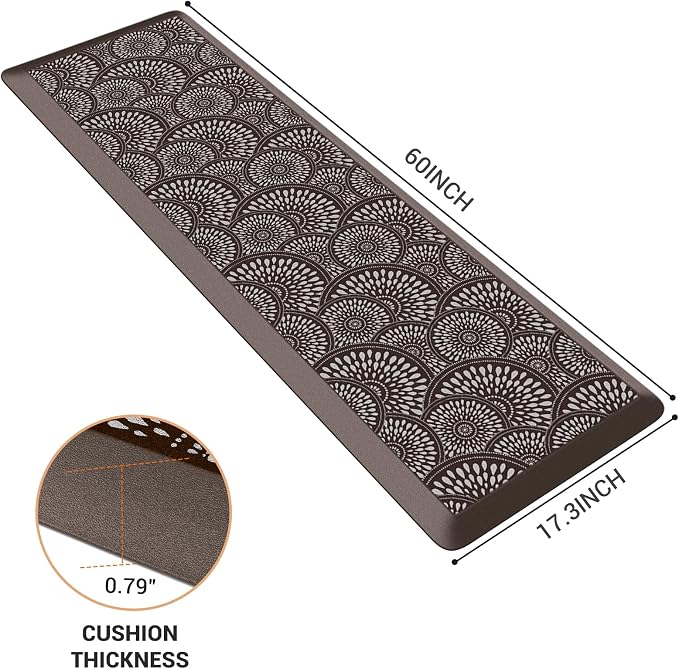 Mattitude 4/5 Inch Kitchen Mat, 17.3x59in Heavy Duty Ergonomic Comfort Foam Standing Desk Mat, Waterproof Non-Slip Standing Mats and Rugs for Kitchen, Office, Chocolate