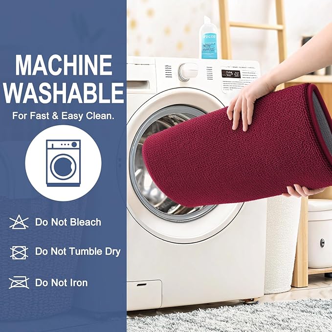OLANLY Thick Memory Foam Bathroom Runner Rugs 47x20, Extra Soft Absorbent Long Bath Rug, Quick Dry, Non-Slip, Machine Washable Bath Mats for Bathroom, Tub and Shower, Home Decor Accessories, Burgundy