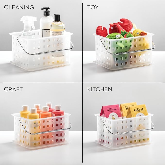 iDesign Small Shower Caddy with Handle, Portable Shower Organizer for Dorm or Bathroom, Clear Frost