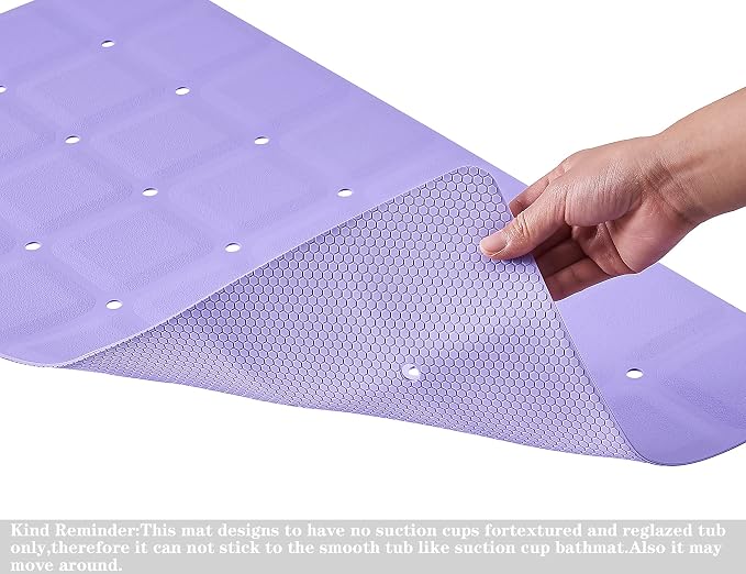 Webos Foldable Non Slip Silicon Bath Mat Bathtub mat Shower mats no Suction Cups for Textured Tub and Reglazed Tub(Foldable-Purple, 28-inch x 14-inch)