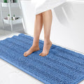 OLANLY Thick Bathroom Runner Rugs 47x24, Extra Absorbent Chenille Striped Bath Rugs, Rubber Backing, Machine Wash, Long Bath Mats for Bathroom, Tub and Shower, Home Decor Accessories, Cornflower Blue
