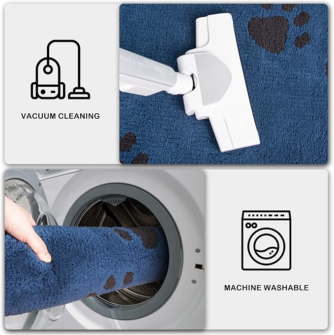 PURRUGS Dirt Trapping Door Mat 34" x 59", Non-Skid/Slip Machine Washable Microfiber Entrance Rug, Shoes Scraper, Dog Doormat, Super Absorbent Floor Mat for Muddy Wet Shoes and Paws, Blue