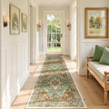 RELEANY Area Rugs Runner 2'x8' Washable Non-Slip, Floral Vintage Distress Medallion Carpet for Kitchen Hallway Bedroom Beside Laundry Room Bathroom, Terracotta Burnt Orange Green