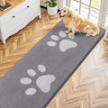 Smiry Dog Door Mat for Muddy Paws, Absorbs Moisture and Dirt, Low-Profile Entryway Mat with Non-Slip Backing, Entry Indoor Outdoor Doormat for Inside Floor (70x24 Inches, Light Grey, Paw)