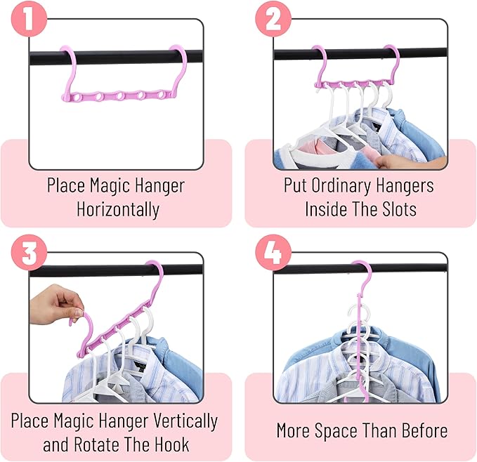 Mr. Pen- Space Saving Hangers, 8 pcs, 360° Rotating Hooks, Magic Cascading Hanger Organizer with 5 Enclosed Slots, Closet Organizers and Storage for Clothes, College Dorm Room Essentials