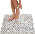 Enkosi Loofah Shower Mat with Drain Hole – Cushioned Anti-Slip Square Bath Mat for Showers, and Bathroom Floors – Textured PVC, Non Slip Safety Pad for Walk-in Stalls and Wet Areas (27x27 Pebble)