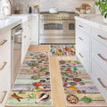Vaukki Boho Kitchen Rug Sets 3 Pieces, Washable Kitchen Mats for Floor, Non Slip Soft Kitchen Area Rug Floor Mat for Kitchen, Laundry Room and Hallway (Spice-Colorful, 20''x32''+20''x47''+20''x59'')
