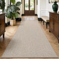 LUMI Ultra Thin Runner Rug for Hallway 2.7'x12', Non-Slip Entryway Rug with Rubber Backing, Unique Herringbone Design for Hallway, Entry, Kitchen, Patio, Beige