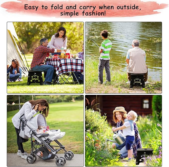 Kids Folding Step Stool for Toddlers – Safety Lock to Stable (1 Black)