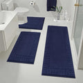 Pauwer Bathroom Rugs Sets 3 Piece Bathroom Shower Rugs with U-Shaped Contour Toilet Mat Absorbent Microfiber Plush Bath Mats Non Slip Bath Rugs Machine Washable Shaggy Bath Mat Set, Navy