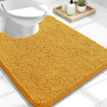 OLANLY Toilet Rugs U-Shaped 24x20, Extra Soft Absorbent Chenille Contour Bathroom Rugs for Toilet, Dry Quickly, Machine Washable, Non-Slip Bath Mat, Golden Yellow