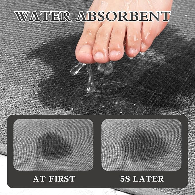 chakme Bathroom Rugs Mat 24x17, Ultra Thin Non Slip Bath Mat Small Quick Dry Absorbent Bath Mat for Bathroom Floor, (Dark Grey, 24"x17")