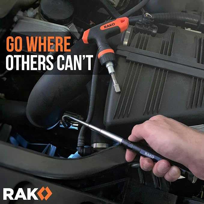 RAK Magnetic Pickup Tool Gifts for Men - Telescoping Magnet with LED Flashlight and 22 Inches Extendable Neck, Cool Gadgets Mechanic Tool, Holiday Gifts for Men, Dad, Husband, Grandpa, Handyman