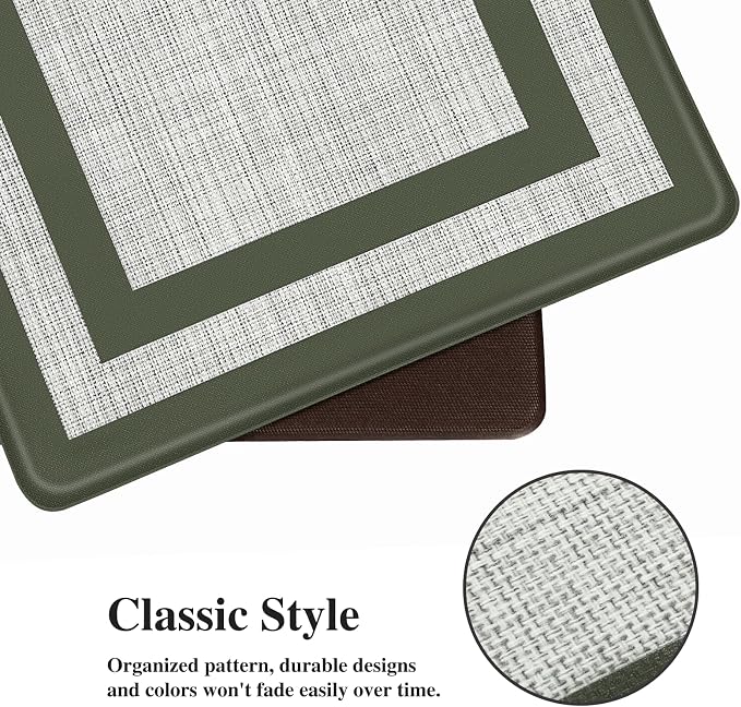 Mattitude Kitchen Mats Set of 2 Cushioned Rugs Anti-Fatigue Mats for Kitchen Floor,Waterproof Non-Slip Mats and Rugs Set for Office,Floor,Laundry 17.3"×29"+17.3"×59",Green