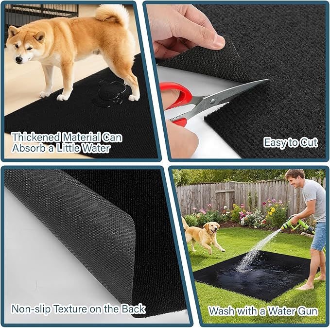 Wibeelee 29" X 48" X 0.23'' Mat for Under Dog Crate Waterproof Non-Slip Kennel Mat to Protect Floors Large Absorbs Urine Reusable Dog Playpen Mat