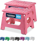 Handy Laundry Folding Lightweight Step Stool - Sturdy Enough to Support Adults - Opens Easy with One Flip - Great for Kitchen, Bathroom or Bedroom (Pink | 2-Pack)