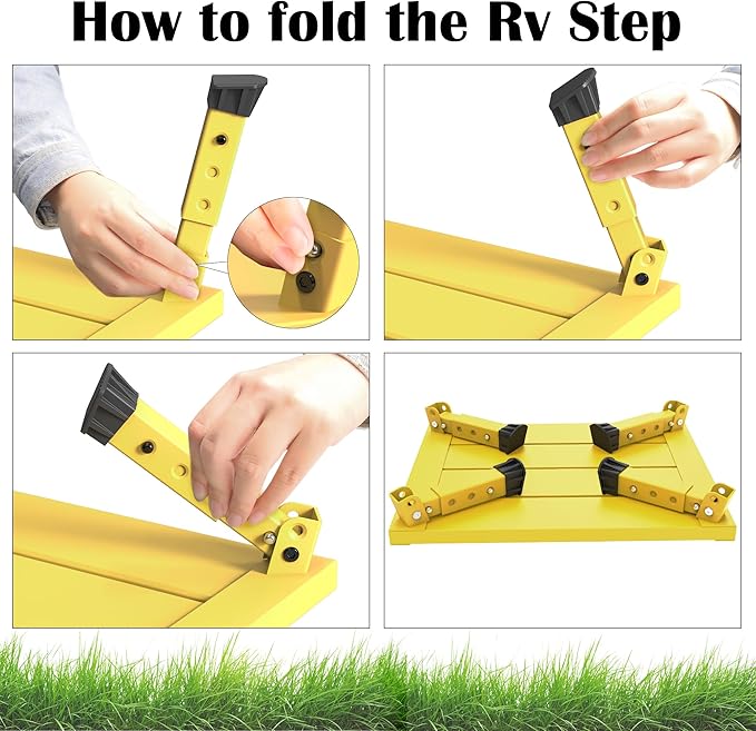 Marudina Large Platform RV Steps, 3-Level Adjustable Height Aluminum Folding Step Stool, Light Folding Anti-skidding RV Step, Supports Up to 1,000 lb (17.5" X 13.5" Large Platform)