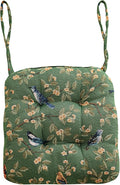 vctops Farmhouse Brid Print Chair Cushions with Ties U-Shaped Soft Comfortable Chair Pads Non Slip Seat Cushions for Indoor Dining Room and Kitchen Chairs (Green,18"x18")