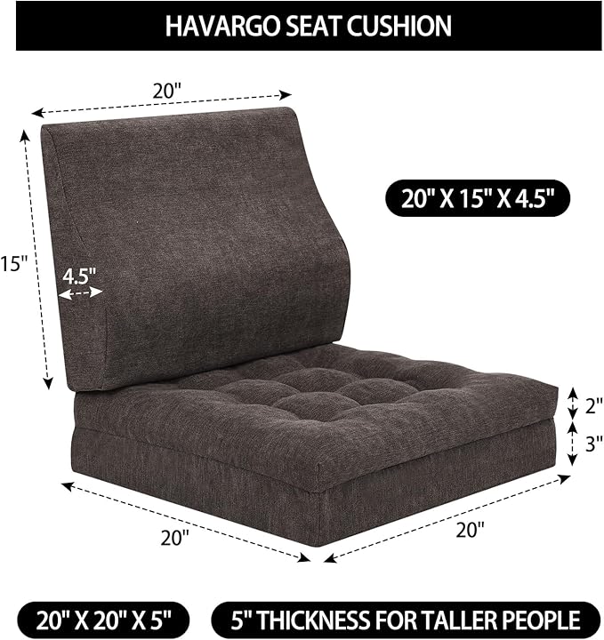 Recliner Cushions for Elderly with Lumbar Support, Patent Design 20x20x5 Inch Thick Chair Cushion Soft Tufted Dual Layer Booster Seat Cushions for Seniors Recliner Risers Taupe 1 Set