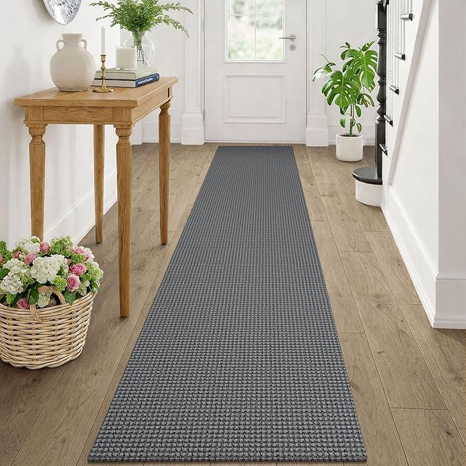 KOZYFLY Runners Rugs for Hallway 2x10, Washable Runner Rug, Woven Non Slip Kitchen Runner, Braided Entryway Rug, Floor Carpet for Entry, Aisle, Hall, Grey/Dark Grey