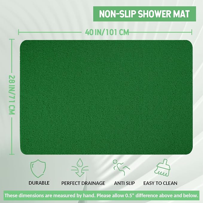 Hargiis Non-Slip Bathtub Mat, Anti Slip Shower Mat, Fast Drying Bathtub Mats, Foot Scrubber Mat, Anti Slip Mat for Tub, Floor, Bathroom, Kitchen, Home, Hotel (Dark Green 40"×28")