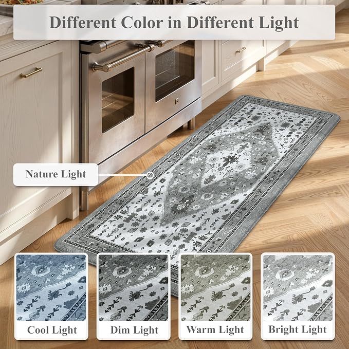 Collive Boho Anti Fatigue Kitchen Mats Sets 2 Piece Non Skid Kitchen Mats for Floor Cushioned Kitchen Rugs and Mats Waterproof Ergonomic Comfort Standing Mat Runner for Kitchen,Home,Office,Laundry