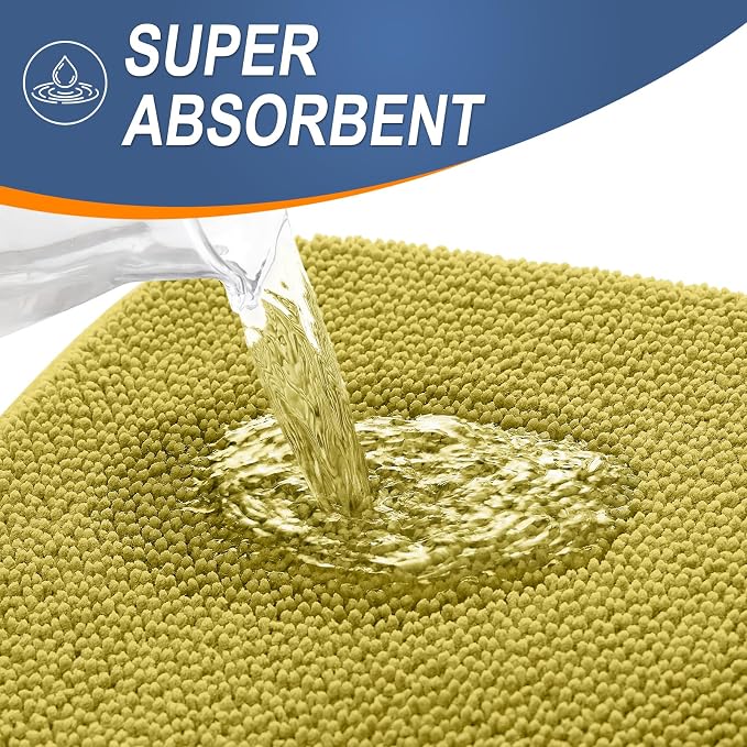 OLANLY Thick Memory Foam Bath Mat Rug 30x20, Extra Soft Absorbent Bathroom Rug, Quick Dry Bath Mat, Non-Slip, Machine Washable Carpet for Bathroom, Tub and Shower, Home Decor Accessories, Deep Mustard