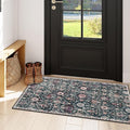 Lahome Kitchen Rugs Non Slip Washable Rugs for Entryway, 2x4 Rug Non-Slip Moroccan Trellis Ultra-Thin Indoor Door Mat Small Carpet for Bathroom Bedroom Entry Elise, Black/Multi