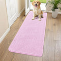 Smiry Dog Door Mat for Muddy Paws 47x24, Absorbent Dirt Trapper, Non-Slip Washable Chenille Entryway Rug for Inside Floor, Pink, Classic Solid