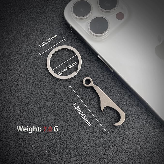 Titanium Bottle Opener, Small Keychain Beer Bottle Opener Can Opener with Stainless Steel Key Ring(2 Packs)