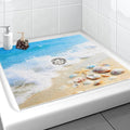 Square Shower Mat, Yonala 24 x 24 Inch Stylish Non Slip Shower Mats for Inside Shower with Central Drain Hole, Soft Trimmable PVC Loofah Anti Slip Shower Mat for Walk in Shower Stall, Quick Drying