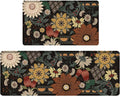 Bulijojo Bohemian Floral Anti Fatigue Kitchen Floor Mats Set of 2 Waterproof Kitchen Sink Runner Rug Standing Mat Cushioned Kitchen Rugs Comfort Doormat 17"x47"+17" x30“