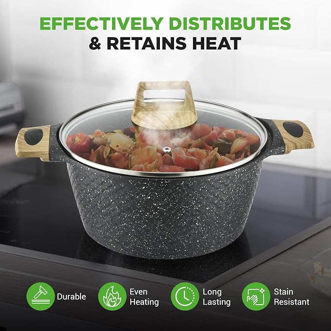 NutriChef 22-Piece Nonstick Ceramic Cookware Set – Pots and Pans Set with Bakeware, Utensils & Oven Mitts, Induction Compatible, PTFE & PFAS Free, Tempered Glass Lids, Cool-Touch Handles -Black