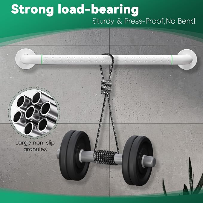 2 Pack Anti Bathroom Grab Rail,White Stainless Steel Shower Hand Rail,Safety Hand Rail Support for Elderly, Children and Disability （24 inch）