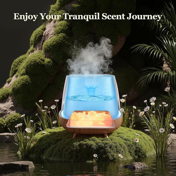 Essential Oil Diffuser for Home, 𝟒-𝐢𝐧-𝟏 Aromatherapy Diffuser & 𝐇𝐢𝐦𝐚𝐥𝐚𝐲𝐚𝐧 𝐒𝐚𝐥𝐭 Lamp, 200ml Cool Mist Humidifier, 𝟗-𝐂𝐨𝐥𝐨𝐫 𝐋𝐄𝐃, Auto Off, Bedroom Office Yoga